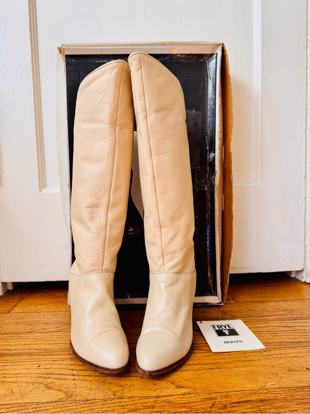 Frye | VTG 1980s Knee-High ‘Stephanie” Cream Leather Boots - sz 6